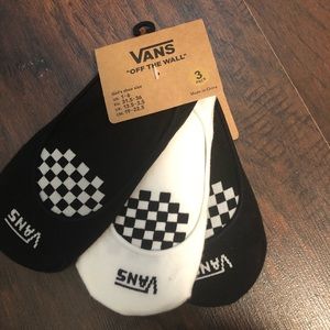 3 pack BLACK N WHITE checkered vans slip-on socks